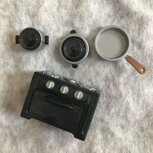 Calico Critters Stove Oven Pot Pan Lid Kitchen Red Roof Cottage Replacement Part